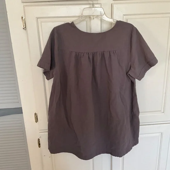 Tunic XL Hi-Low Brown short sleeve scoop neckline - Picture 2 of 4